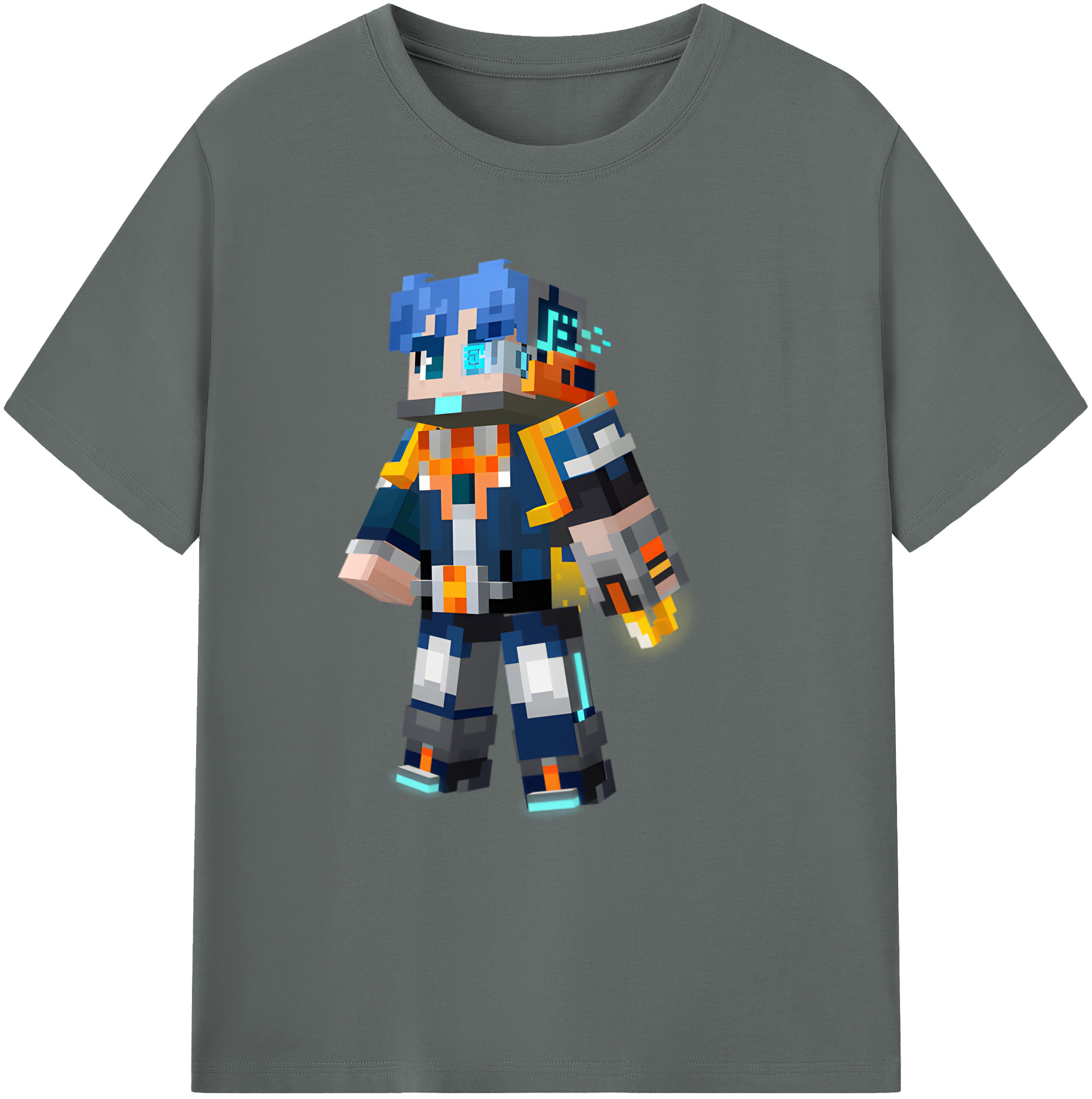 （画像用） マインクラフト ブロックの世界 Minecraft MC Block world 綿100％ メンズ半袖Tシャツ｜肌触りやわらか＆通気性